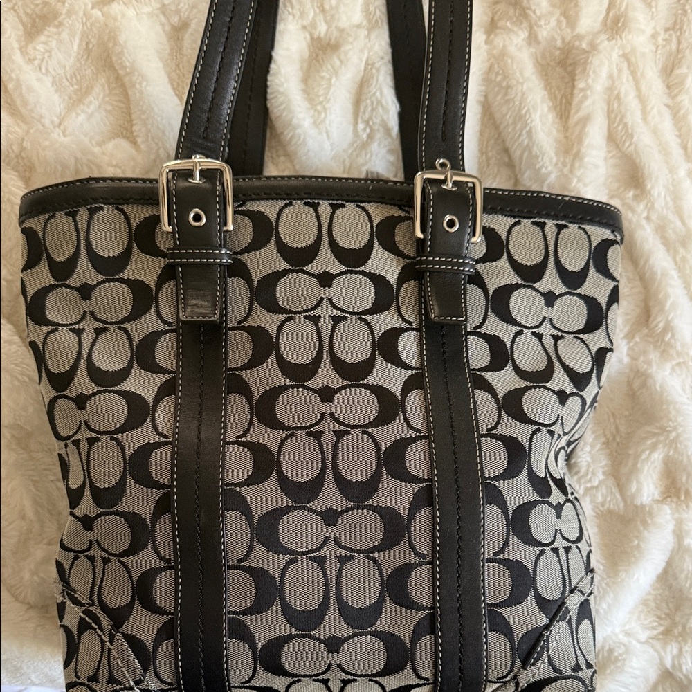 Coach Black and Gray Signature Tote